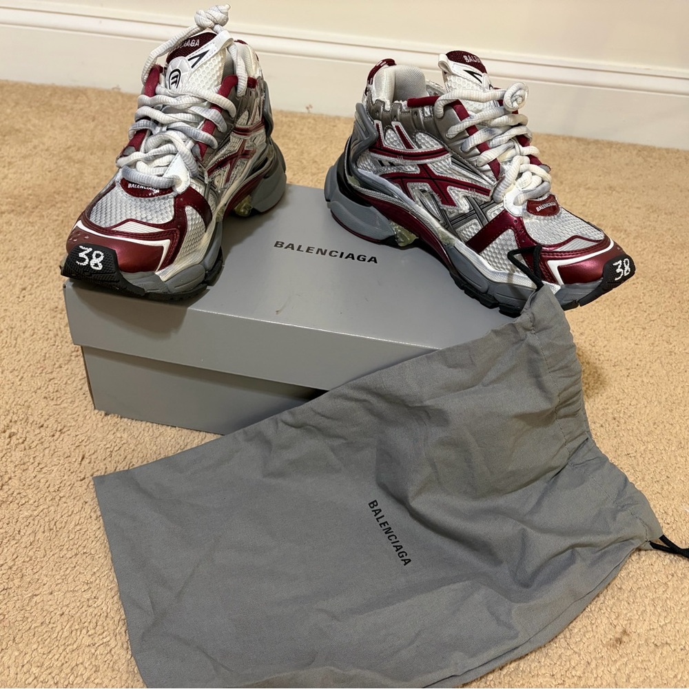 Balenciaga Burgundy and White Sneakers - Picture 4 of 10